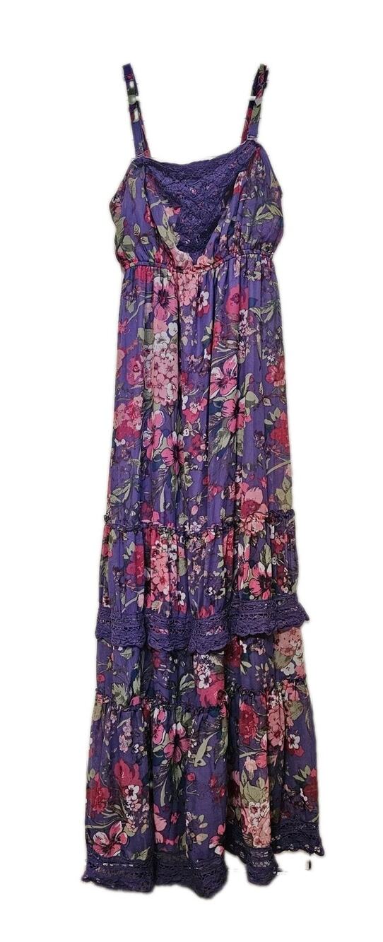 Torrid Purple Floral Chiffon Maxi Dress Size 0